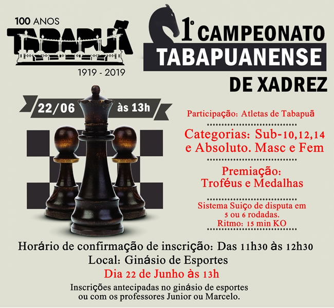 1º Campeonato Tabapuanense de Xadrez - Prefeitura Municipal de Tabapuã