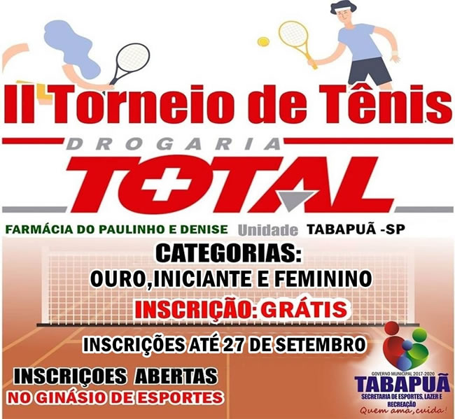 Torneio de Tênis terá início nesta quarta-feira - Prefeitura Municipal de  Tabapuã