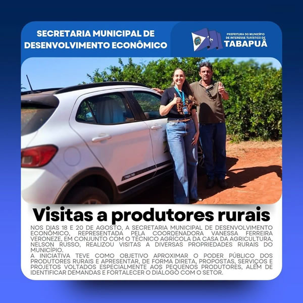 Secretaria de Desenvolvimento Econômico visita diversas propriedades rurais do município