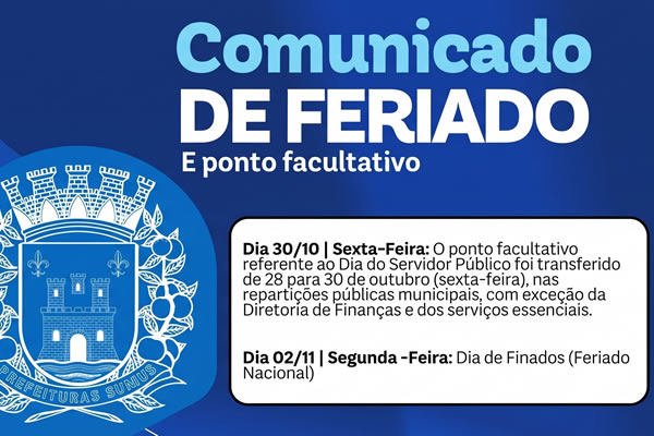 Prefeitura informa alteração no ponto facultativo