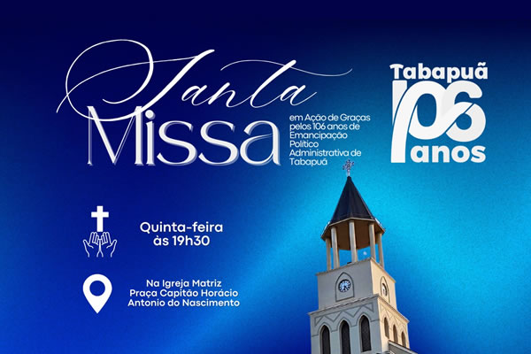 Convite | Santa Missa pelos 106 anos de Tabapuã